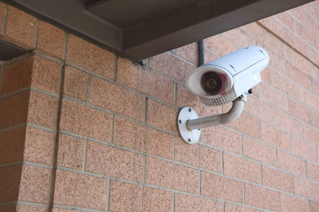 CCTV camera on a brick