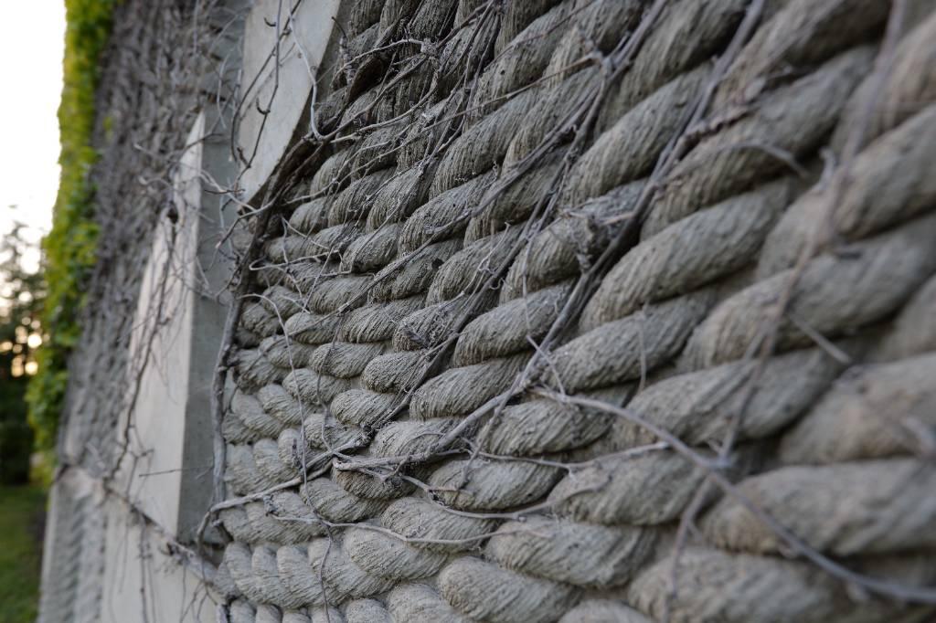 Textured material resembling large